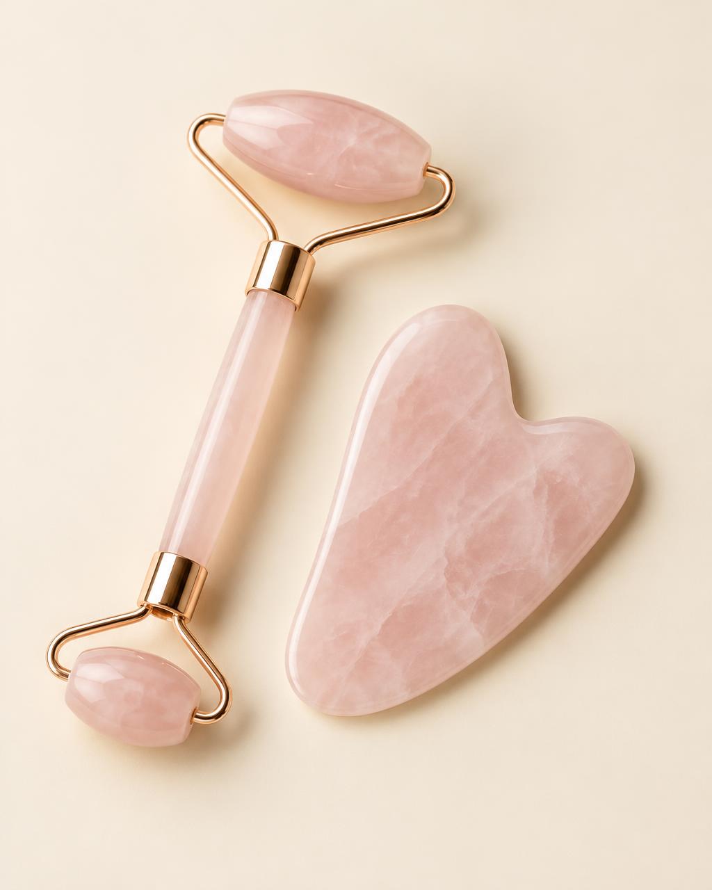 Kit Rolo e Gua Sha Quartzo Rosa — foto 1
